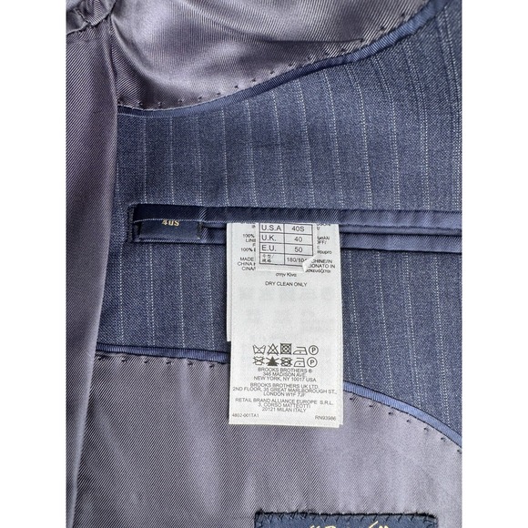 Brooks Brothers Suit Jacket 40 S Blue Wool Striped 346 Fitzgerald Fit Designer - Picture 11 of 15